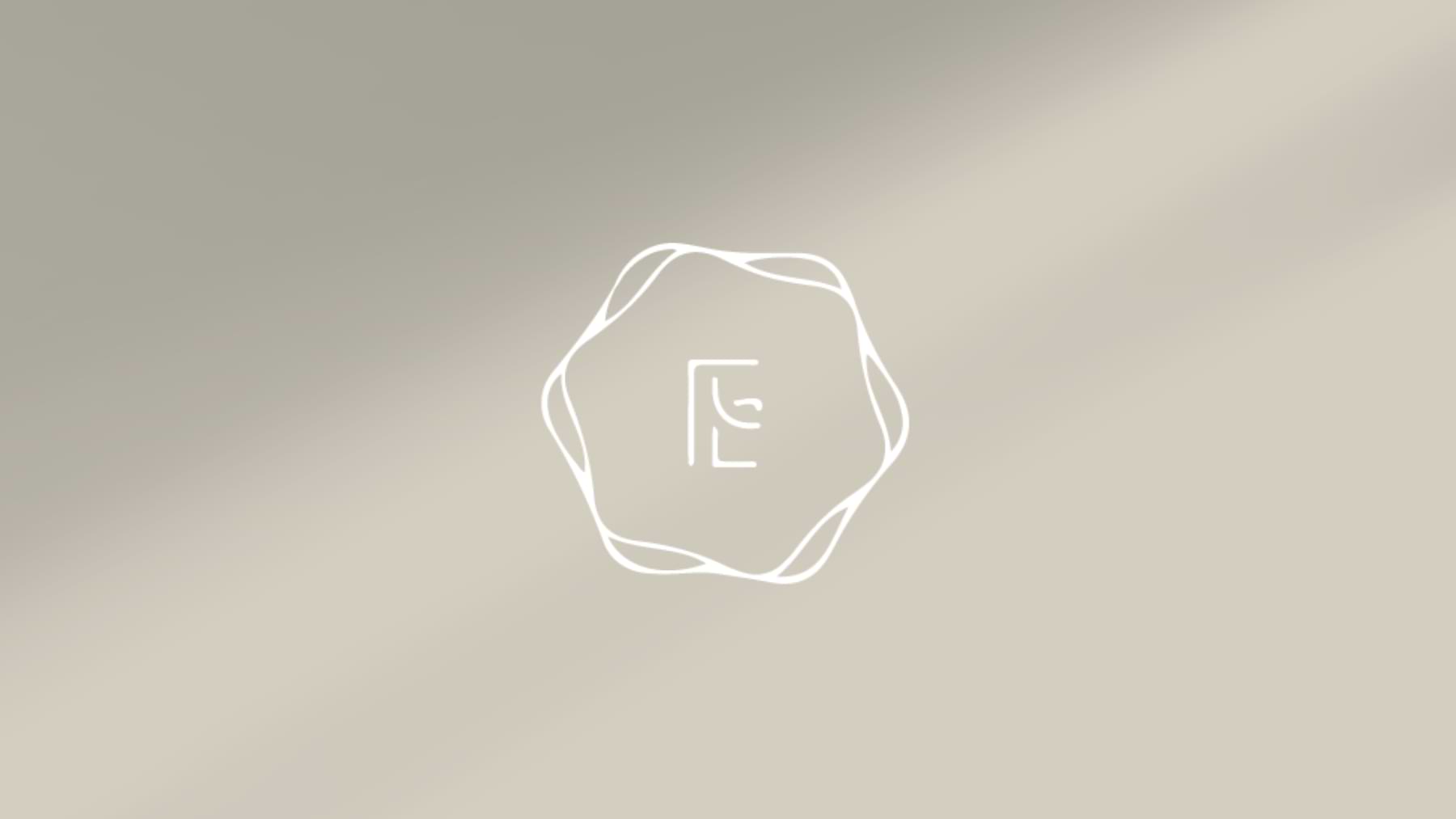 A simple white botanical icon of Vitamin E in a minimal rounded shape, placed on a beige background.